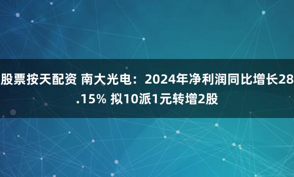 股票按天配资 南大光电：2024年净利润同比增长28.15% 拟10派1元转增2股