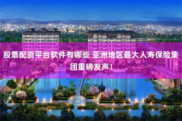 股票配资平台软件有哪些 亚洲地区最大人寿保险集团重磅发声！