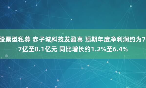 股票型私募 赤子城科技发盈喜 预期年度净利润约为7.7亿至8.1亿元 同比增长约1.2%至6.4%
