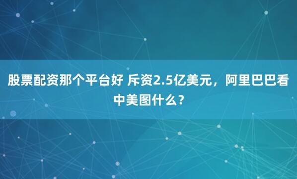 股票配资那个平台好 斥资2.5亿美元，阿里巴巴看中美图什么？
