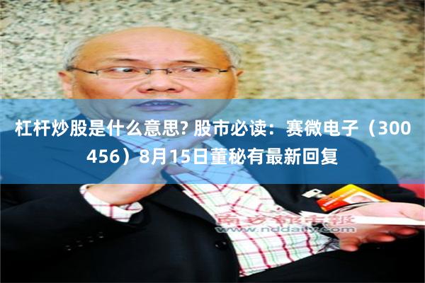 杠杆炒股是什么意思? 股市必读：赛微电子（300456）8月15日董秘有最新回复